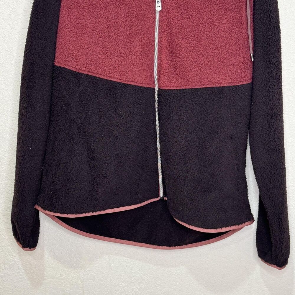Kuhl Fleece Jacket Womens XL Black Burgundy Hooded Full Zip Sherpa Hoodie - Picture 6 of 12